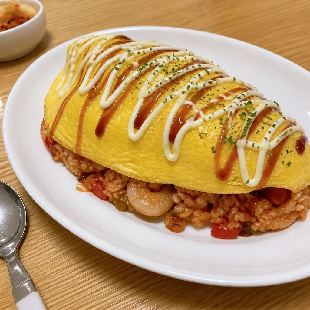 トマトとエビのオムライス