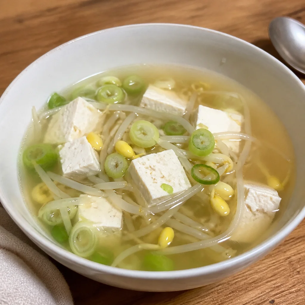 ふぅ 確認用2 豆腐と大豆もやしのスープ | レシピオ