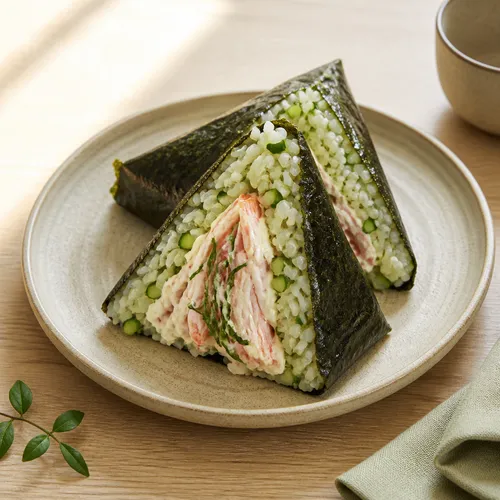 わさびマヨカニカマきゅうり三角おにぎり