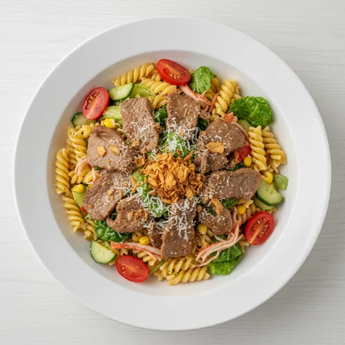 牛バラ薄切り肉のサラダパスタ