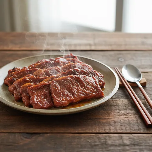 輸入カルビ肉の味付け焼き