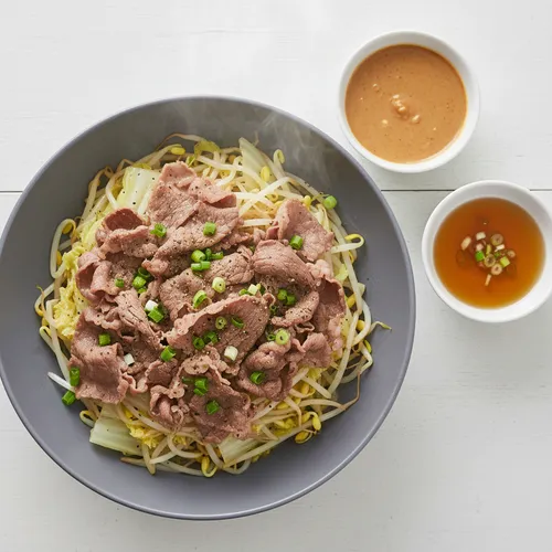 소고기 야채찜과 2종 소스 (땅콩 & 폰즈)
