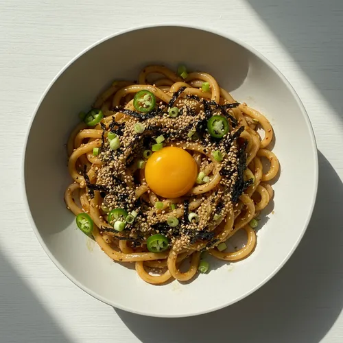 エゴマ油のビビンうどん