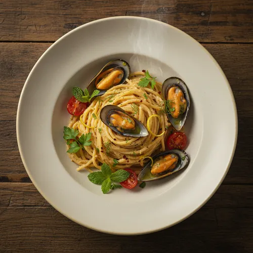 ホンハップ（ムール貝）をすりつぶしたスパゲッティ（Spaghetti alle cozze）