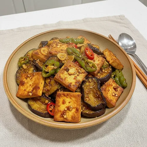 豆腐とナスの炒め物