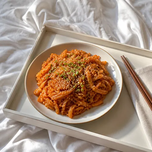 食欲をそそる熟成キムチ炒め
