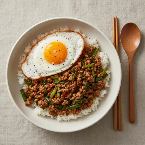 タイ風にんにくの芽のっけご飯