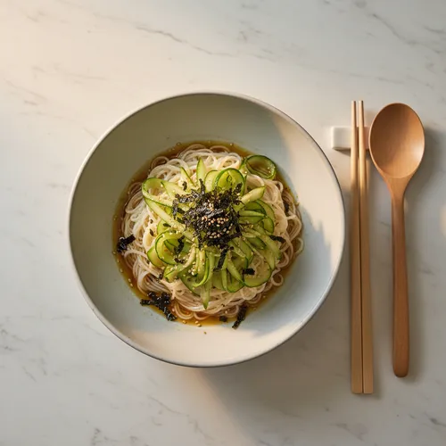 エゴマ油のキュウリ冷やしそうめん