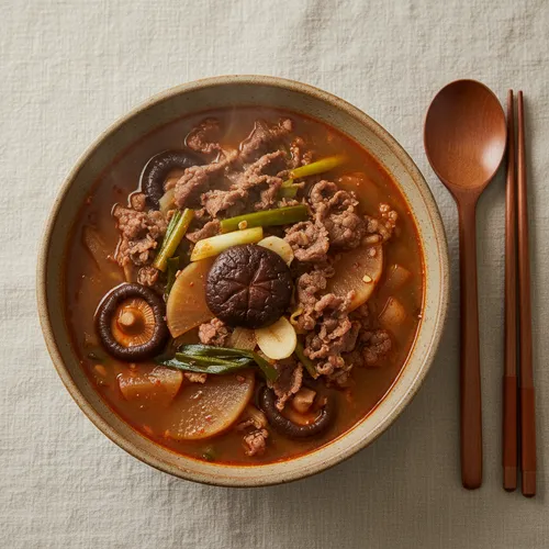 母の味 ピリ辛しいたけ牛肉スープ