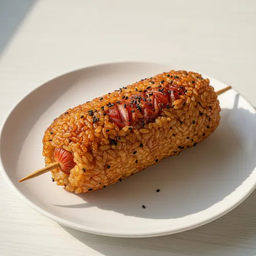 米粉不使用・ノンフライ！香ばしい焼きおにぎりドッグ