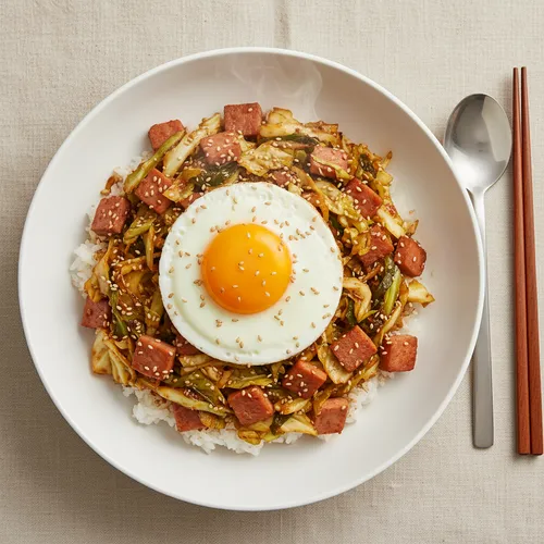 シャキシャキキャベツスパム丼