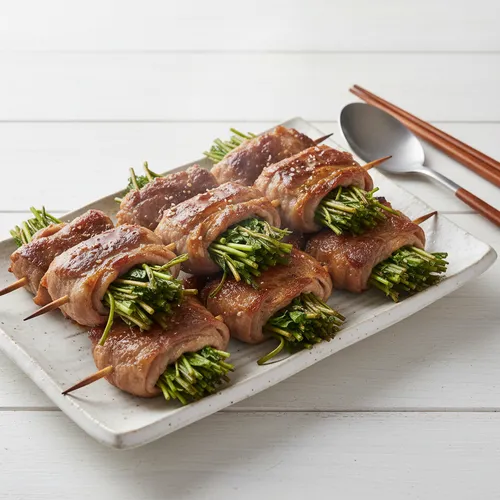 炭火セリの肉巻き串焼き