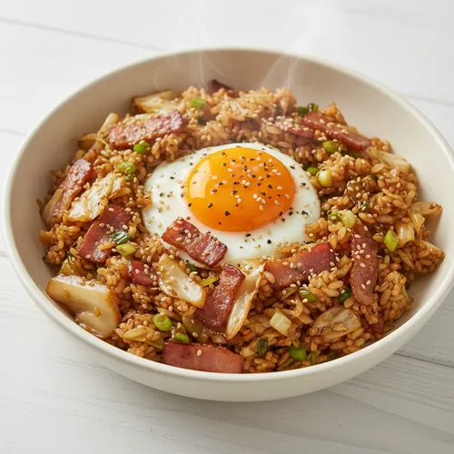 キャベツとベーコンのチャーハン