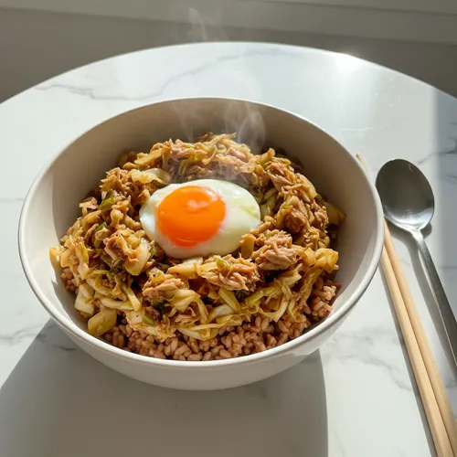 キャベツとツナの丼