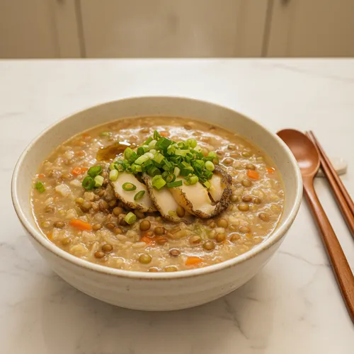 レンズ豆のアワビ粥