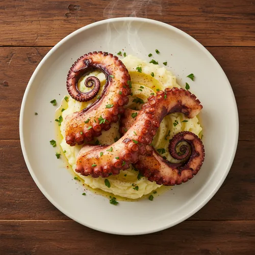 イタリア風タコのグリルとマッシュポテト
