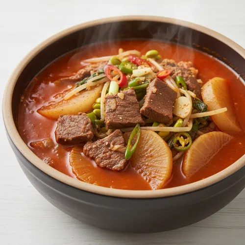 辛い牛肉と大根のスープ