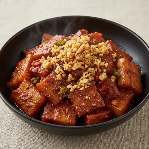 テグ風 ニンニクたっぷり 辛い豚バラ肉の蒸し煮