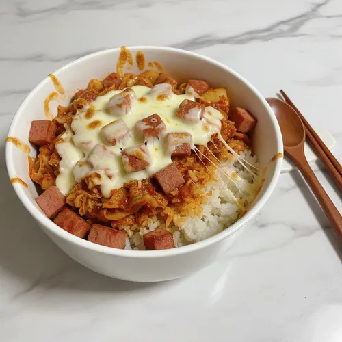 スパムチーズキムチ炒めカップライス