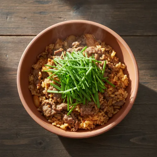 キムチ牛バラ薄切り肉ご飯