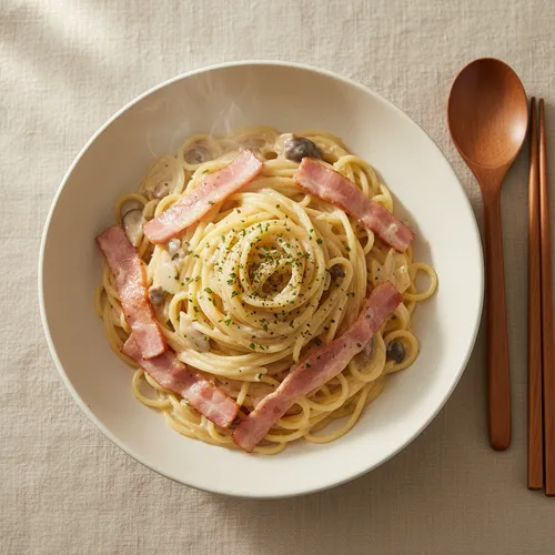 ベーコンクリームパスタ