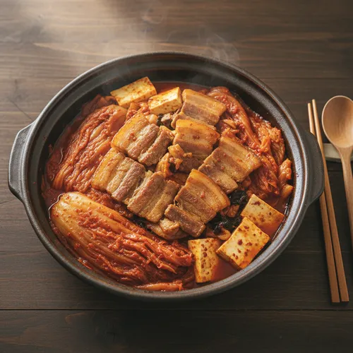 豚首肉のえごま油キムチ蒸し