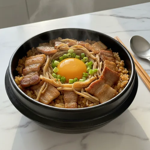 豚バラ肉の釜飯