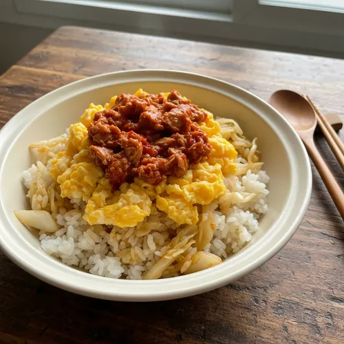 キャベツとコチュジャンチャックのっけご飯