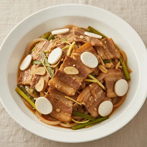 デパサムギョプチム（豚バラ薄切り肉の蒸し物）