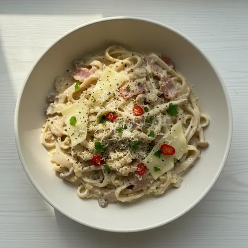 エリンギの麺風クリームパスタ