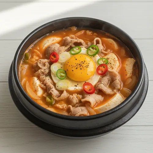 豚バラ薄切り肉とおぼろ豆腐のチゲ