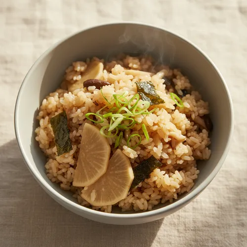 大根ときのこの釜飯