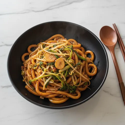 モヤシ炒めうどん