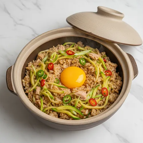 韓国かぼちゃとツナの釜飯