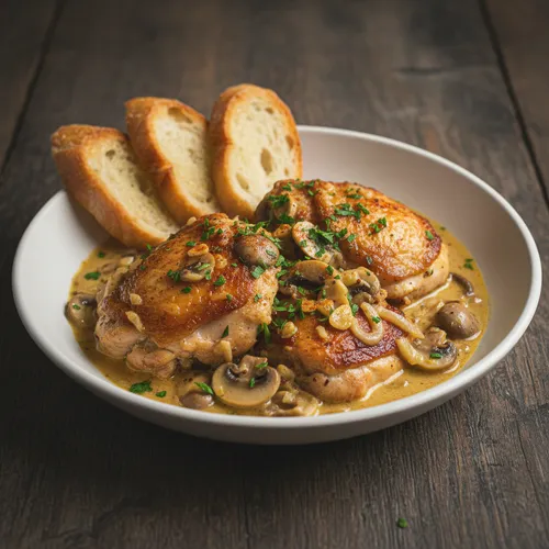 フランス風マスタードクリームチキン（Poulet à la moutarde）