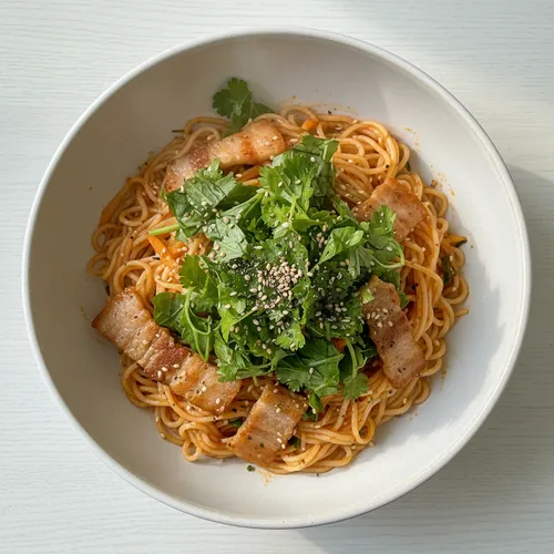 チャムナムルビビンククス（三つ葉の和え麺）