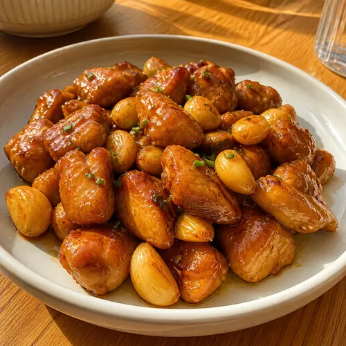 丸ごとニンニクの鶏むね肉チキンガンジョン