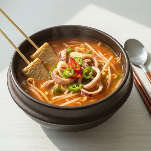 辛いもやしとさつま揚げのスープ
