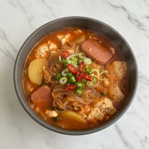 スパム春雨おぼろ豆腐チゲ