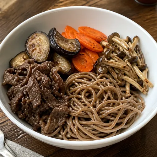 プルコギと焼き野菜のそばポケ