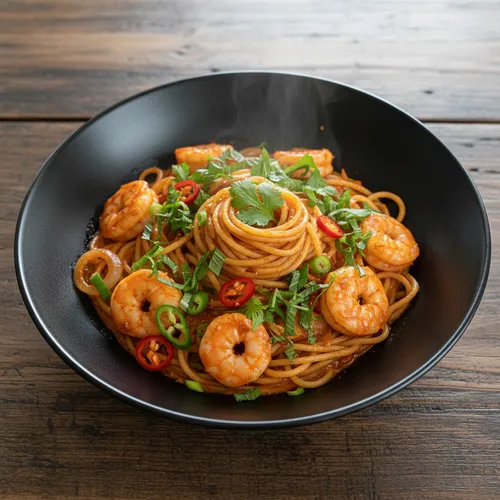 ワンパン〆のエビパスタ