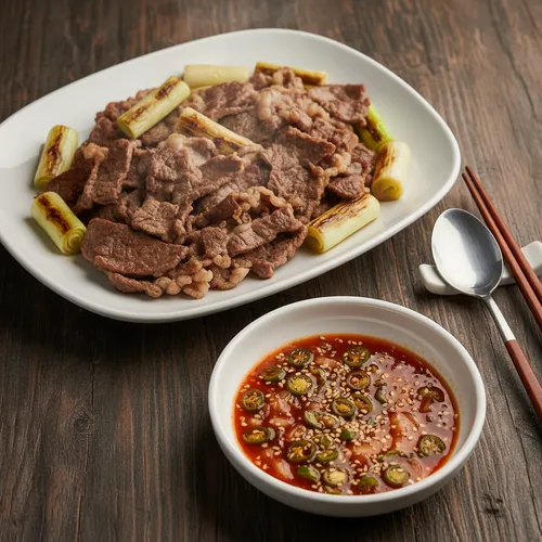 焼肉屋の万能つけダレと牛バラ薄切り肉の焼き