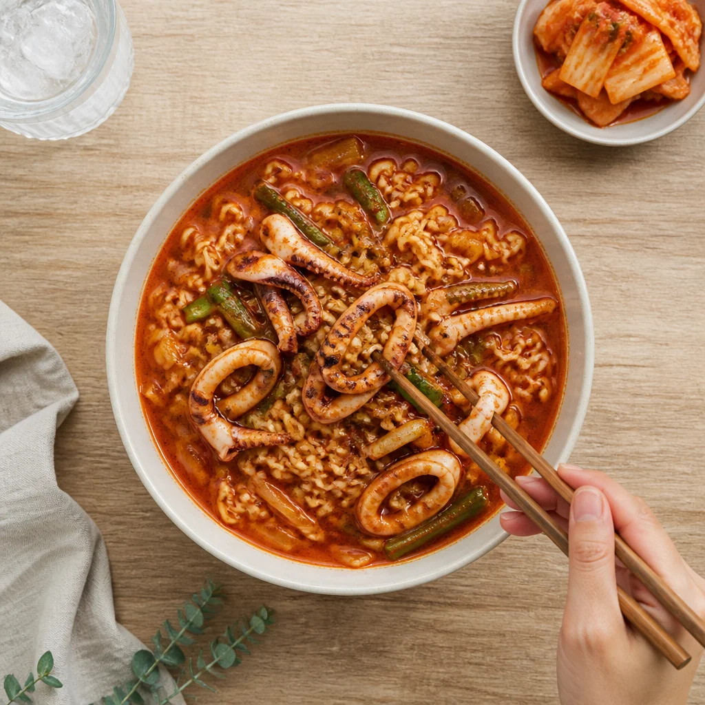 イカの辛いチャンポンラーメン