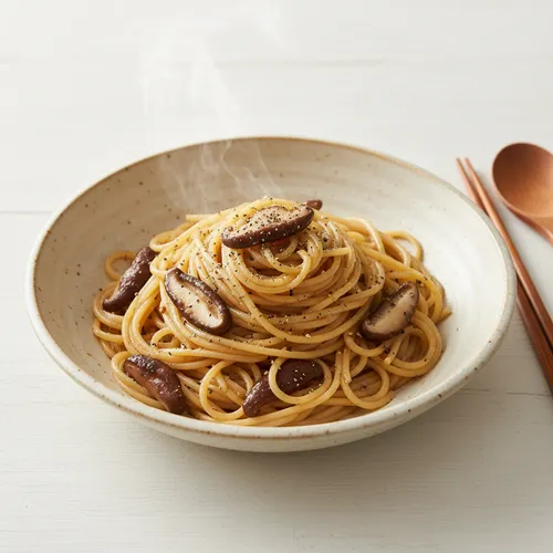 シイタケのエゴマ油パスタ