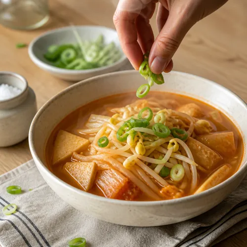 さつま揚げキムチ大豆もやしスープ