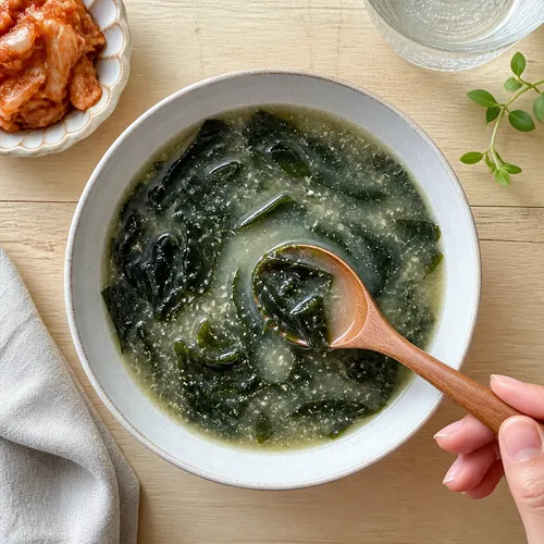 肉なしでコク旨！えごまの粉のわかめスープ