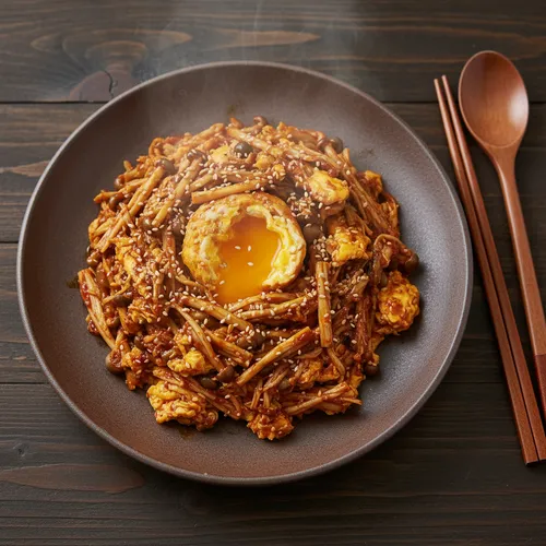 エノキと卵の炒め物