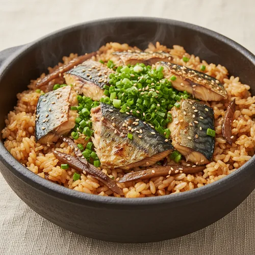 サバとノビルの釜飯