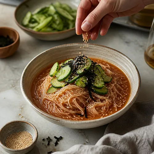 汁気たっぷりビビン冷麺風そうめん