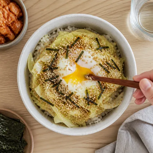 退勤後5分で完成！キャベツのっけご飯